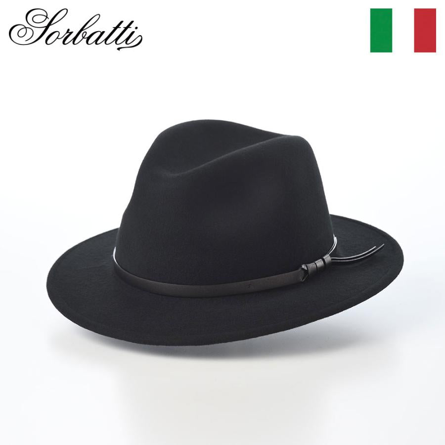 Sorbatti 中折れハット 帽子 秋 冬 メンズ レディース 大きいサイズ Wool Felt Hat Traveller（ウールフェルトハット トラベラー）S001 ブラック